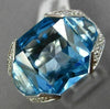 ESTATE EXTRA LARGE 12.10CT DIAMOND & AAA BLUE TOPAZ 18KT WHITE GOLD 3D FUN RING