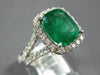 LARGE 5.09CT DIAMOND & AAA EMERALD 18KT WHITE GOLD CUSHION HALO ENGAGEMENT RING