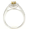 1.21CT WHITE & FANCY YELLOW DIAMOND 18KT 2 TONE GOLD PEAR SHAPE ENGAGEMENT RING