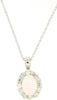 ESTATE .80CT DIAMOND & AAA OPAL 14KT WHITE GOLD OVAL & ROUND FLOWER LOVE PENDANT