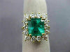 ESTATE LARGE 5.36CT DIAMOND & AAA EMERALD 18K YELLOW GOLD FLOWER ENGAGEMENT RING