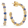 1.22CT DIAMOND & AAA SAPPHIRE 14KT YELLOW GOLD 3D OPEN HOOP FUN HANGING EARRINGS