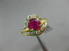 ESTATE WIDE 1.32CT DIAMOND & AAA RUBY 14K YELLOW GOLD FLOWER ENGAGEMENT RING 132