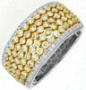 ESTATE WIDE 1.78CT WHITE & FANCY YELLOW DIAMOND 14KT WHITE GOLD ANNIVERSARY RING