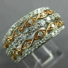 WIDE 1.0CT DIAMOND 14K WHITE & ROSE GOLD FILIGREE SEMI ETERNITY ANNIVERSARY RING