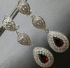 ESTATE LARGE 4.3CT DIAMOND & AAA GARNET 14K WHITE GOLD CLIP ON HANGING EARRINGS