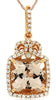 2.20CT DIAMOND & AAA MORGANITE 14K ROSE GOLD 3D CUSHION & ROUND FLOATING PENDANT