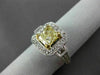ESTATE 2.47CT FANCY YELLOW DIAMOND 18K TWO TONE GOLD 3D FILIGREE ENGAGEMENT RING