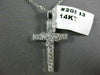 ANTIQUE .26CT ROUND DIAMOND 14KT WHITE GOLD CLASSIC FLORAL CROSS PENDANT #20833