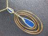 LARGE 5.0CT AAA BLUE AGATE 14KT YELLOW GOLD TEAR DROP MULTI CIRCULAR FUN PENDANT