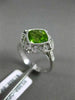 WIDE 2.34CT DIAMOND & AAA PERIDOT 14K WHITE GOLD SQUARE FILIGREE ETOILE FUN RING