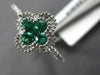 .43CT DIAMOND & AAA EMERALD 18KT WHITE GOLD ROUND 4 LEAF CLOVER FLOWER LOVE RING