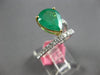 GIA LARGE 2.95CT DIAMOND & AAA EMERALD 18KT 2 TONE GOLD CLASSIC ENGAGEMENT RING