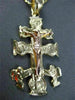 ANTIQUE 14KT YELLOW & ROSE GOLD 3D HANDCRAFTED CRUCIFIX CROSS PENDANT #24291