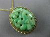ANTIQUE AAA JADE 14KT YELLOW GOLD 3D HANDCRAFTED OVAL FLOWER FILIGREE PIN BROOCH