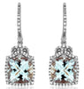 LARGE 4.22CT DIAMOND & AAA AQUAMARINE 14KT WHITE GOLD LEVERBACK HANGING EARRINGS