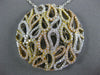 LARGE 1.78CT DIAMOND 18K TRI COLOR GOLD OPEN FILIGREE TEAR DROP CIRCULAR PENDANT