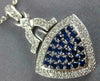 LARGE 1.58CT DIAMOND & AAA SAPPHIRE 14KT WHITE GOLD 3D TRIANGULAR PENDANT #2759