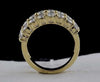 ESTATE 3.26CT DIAMOND 18KT YELLOW GOLD ROUND & BAGUETTE 3 ROW ANNIVERSARY RING