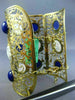 EXTRA LARGE 2.3CT DIAMOND AAA AGATE & LAPIS 18K YELLOW GOLD CUFF BANGLE BRACELET