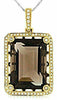15.76CT DIAMOND & AAA SMOKY TOPAZ 14KT YELLOW GOLD 3D EMERALD CUT ETOILE PENDANT