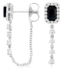 1.14CT DIAMOND & AAA SAPPHIRE 14KT WHITE GOLD EMERALD CUT & ROUND HALO EARRINGS