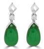 LARGE 27.80CT DIAMOND & AAA EMERALD 18KT WHITE GOLD PEAR SHAPE & ROUND EARRINGS