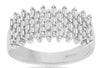 ESTATE WIDE .50CT DIAMOND 14K WHITE GOLD BAGUETTE MULTI ROW FUN ANNIVERSARY RING