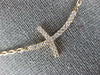 ESTATE .23CT DIAMOND 18KT ROSE GOLD 3D SIDEWAYS CLASSIC CROSS NECKLACE