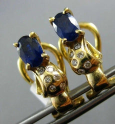 ESTATE 1.46CT DIAMOND & SAPPHIRE 14KT WHITE GOLD ETOILE CLIP ON HANGING EARRINGS