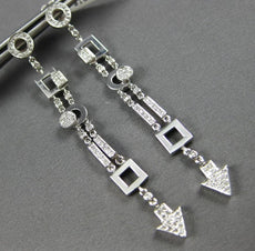 ESTATE LARGE .45CT DIAMOND 14KT WHITE GOLD 3D MULTI SHAPE ARROW HANGING EARRINGS