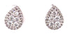 ESTATE .85CT DIAMOND 18KT WHITE GOLD 3D CLASSIC CLUSTER PEAR SHAPE STUD EARRINGS