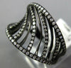 ESTATE WIDE .45CT DIAMOND 14KT BLACK GOLD 3D MULTI ROW CONCAVE SWIRL FUN RING