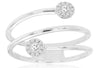 ESTATE WIDE .14CT DIAMOND 14KT WHITE GOLD 3D DOUBLE FLOWER CRISS CROSS LOVE RING
