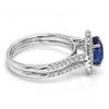 ESTATE 3.33CT DIAMOND & AAA SAPPHIRE 18K WHITE GOLD OVAL & ROUND ENGAGEMENT RING
