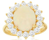 ESTATE LARGE 4.55CT DIAMOND & AAA OPAL 14KT WHITE GOLD 3D FLOWER LOVE RING