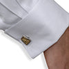 ESTATE HANDCRAFTED 18KT YELLOW GOLD & 925 SILVER RECTANGULAR FILIGREE CUFFLINKS