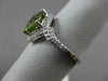 ESTATE WIDE 2.21CT DIAMOND & AAA EXTRA FACET PERIDOT 14KT WHITE GOLD SQUARE RING
