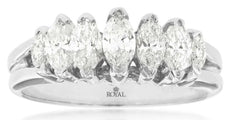 .80CT DIAMOND 14KT WHITE GOLD 7 STONE MARQUISE SHAPE GRADUATION ANNIVERSARY RING