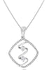 ESTATE .34CT DIAMOND 14K WHITE GOLD ROUND SQUARE GEOMETRICAL CRISS CROSS PENDANT
