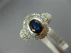 ESTATE WIDE 2.50CT DIAMOND & SAPPHIRE 14KT WHITE GOLD BEZEL HALO ENGAGEMENT RING