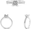 ESTATE .27CT DIAMOND 14KT WHITE GOLD CUSHION & ROUND SEMI MOUNT ENGAGEMENT RING