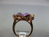 ESTATE LARGE 5.80CT DIAMOND & AAA AMETHYST 14K ROSE GOLD 3D FLOWER ROSE FUN RING