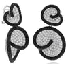 17.35CT WHITE & BLACK DIAMOND 18KT WHITE GOLD DOUBLE HEART LOVE HANGING EARRINGS
