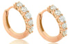 1.0CT DIAMOND 18KT ROSE GOLD 3D ROUND SHARED PRONG HUGGIE HOOP HANGING EARRINGS