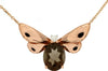ESTATE 2.26CT DIAMOND & AAA SMOKY TOPAZ 14K ROSE GOLD 3D BUTTERFLY LOVE NECKLACE