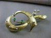 LARGE ANTIQUE OLD MINE DIAMOND EMERALD BOW 18KT W YELLOW GOLD PIN BROOCH #20404