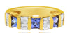 1.57CT DIAMOND & AAA TANZANITE 18KT YELLOW GOLD PRINCESS & BAGUETTE CHANNEL RING