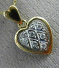 ESTATE .12CT DIAMOND 14K 2 TONE GOLD CLASSIC FILIGREE THREE HEART PENDANT #21612