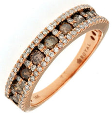 .89CT WHITE & MOCHA DIAMOND 14KT ROSE GOLD MULTI SQUARE WEDDING ANNIVERSARY RING